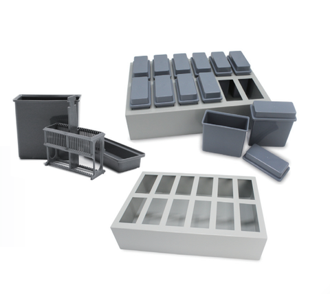 Bộ nhuộm lam: 12 bể nhuộm đứng 24 vị trí-giá inox đựng bể 12 vị trí (Antigen Retrieval Box), hãng Biosharp