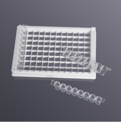 Dải 8 giếng, trong suốt, đáy phẳng (8-well strip), hãng LabSelect
