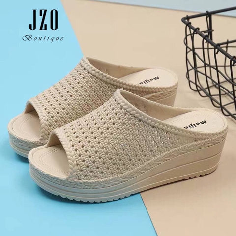 Dép nhựa nữ đế xuồng cao gót 6cm GNN4