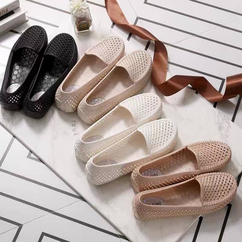 Giày nhựa bệt nữ đi mưa đi biển GNN1 - Mũi vuông
