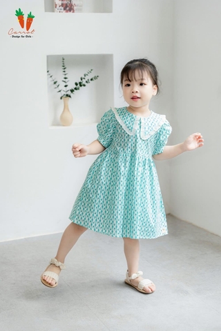 Váy cộc tay pp hoa nhí xanh