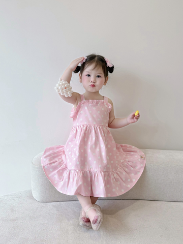 Váy 2D chấm bi bèo ngực xinh xắn