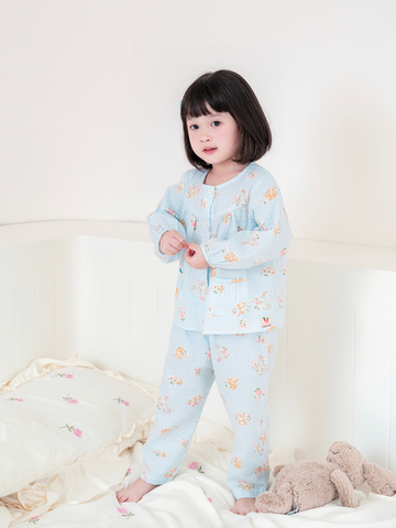 Bộ dài thỏ xám nền xanh