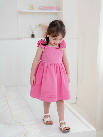 Váy hồng đậm cánh tiên 2T nơ lưng