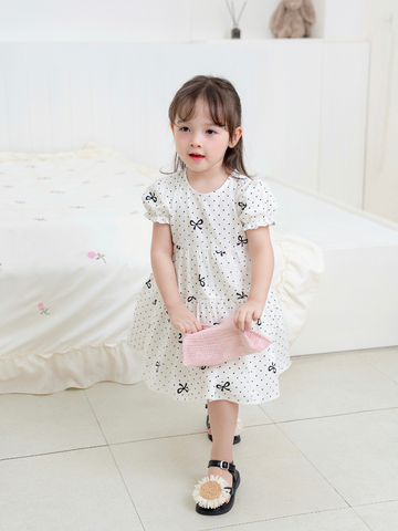 Váy 3T nơ chấm bi đen xinh xắn