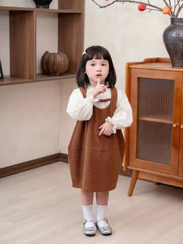 Váy gile nhung tăm 2 lớp nơ ngực xinh xắn