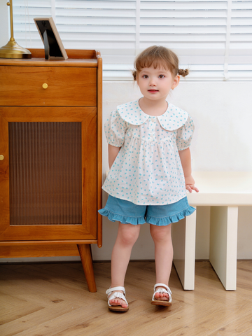 Áo nơ xanh cổ sen