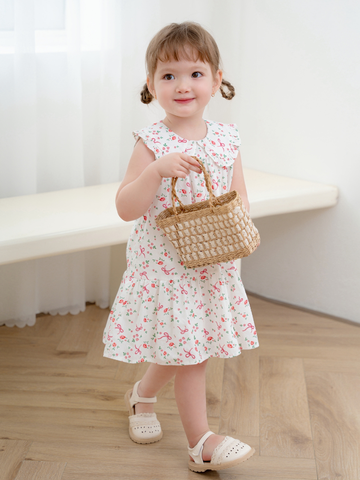 Váy babydoll nơ hồng cổ sen bèo