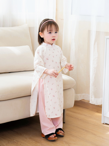Áo dài linen hồng