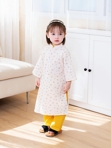 Áo dài linen vàng