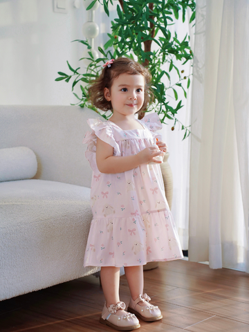 Váy sát nách cánh tiên cổ vuông gấu nơ