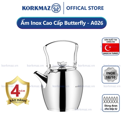 Bình trà, ấm trà inox 18/10 Korkmaz Butterfly 2.3 lít - A026