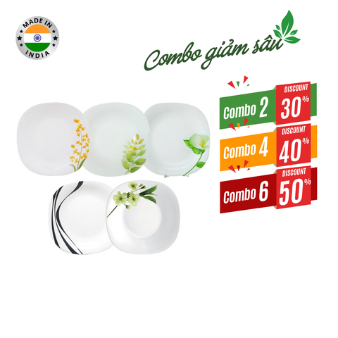 Combo giá tốt-Đĩa soup thủy tinh vuông Diva Laopala 225