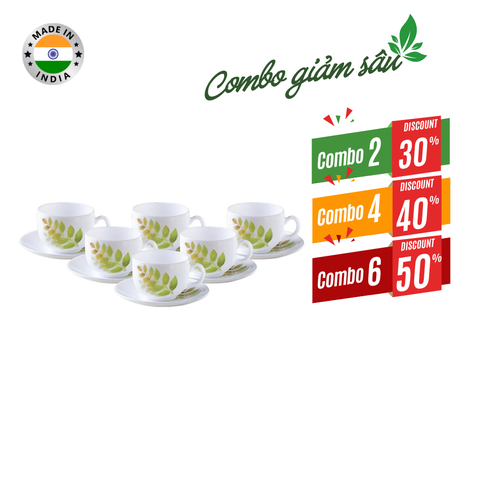 Combo giá tốt-Bộ tách đĩa trà thủy tinh 12 món 16CL Autumn Shadow