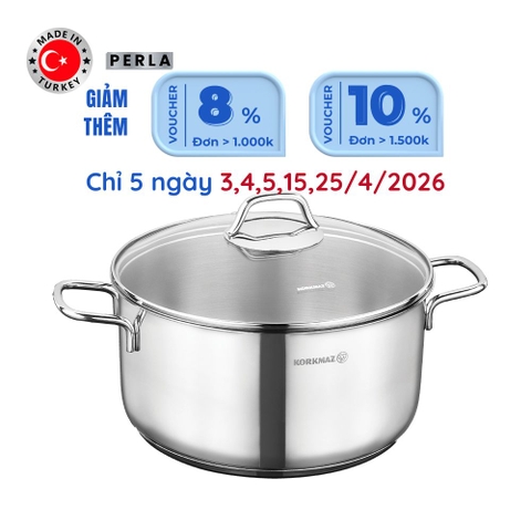 Nồi nấu bếp từ inox cao cấp Korkmaz Perla 8.5 lít - Ø28x14cm - A1572