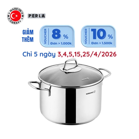 Nồi nấu bếp từ inox cao cấp Korkmaz Perla 4.8 lít thân cao - Ø20x16cm - A2698