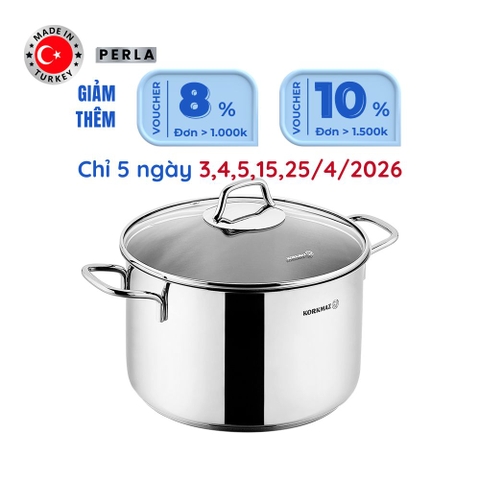 Nồi nấu bếp từ inox cao cấp Korkmaz Perla 7.8 lít thân cao - Ø24x17cm - A2699