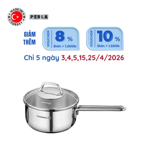 Nồi quánh nấu bếp từ inox cao cấp Korkmaz Perla 1.6 lít - Ø16x8cm - A1648