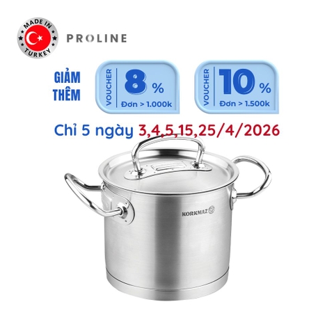 Nồi nấu bếp từ inox cao cấp Korkmaz Proline 2.7 lít thân cao - Ø16x14cm -  A1164