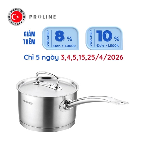 Quánh inox nấu bếp từ cao cấp Korkmaz Proline 2 lít có nắp inox - Ø16x10cm -  A1157
