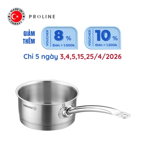 Quánh inox nấu bếp từ cao cấp Korkmaz Proline 1.5 lít không nắp - Ø16x7.5cm -  A1156