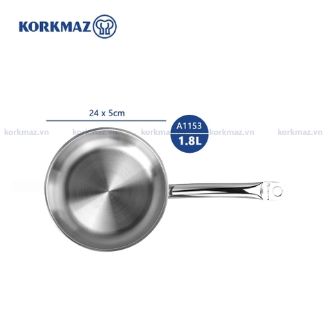Chảo inox bếp từ cao cấp Korkmaz Proline 24cm - A1153 - Tặng 5 đĩa Nettuno 19cm