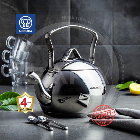 Ấm inox cao cấp Korkmaz Tombik 3.5 lít - Ø17x20cm - A094