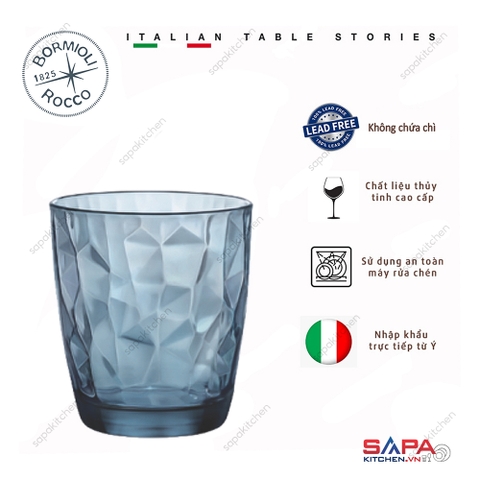 Ly thủy tinh Diamond 30cl màu xanh biển