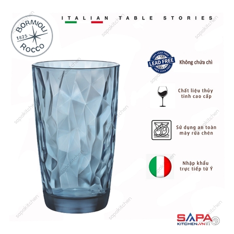 Ly thủy tinh Diamond 47cl màu xanh biển