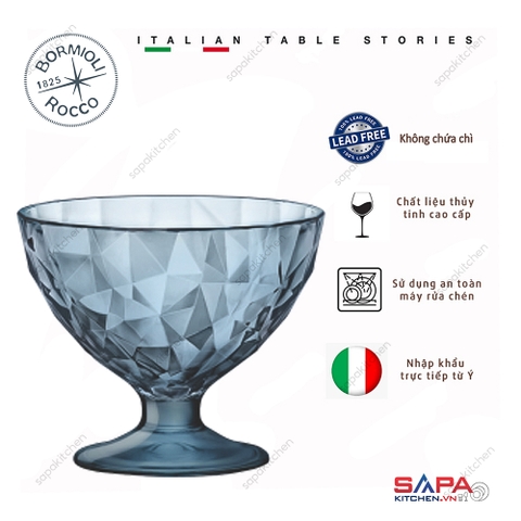 Ly kem thủy tinh Diamond 22cl màu xanh biển