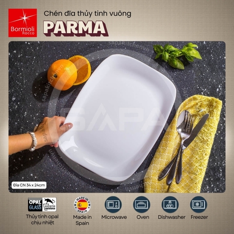 Đĩa thủy tinh chữ nhật lớn Parma 24 x 34 cm