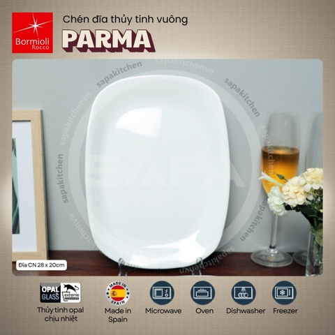 Đĩa thủy tinh chữ nhật trung Parma 20 x 28 cm