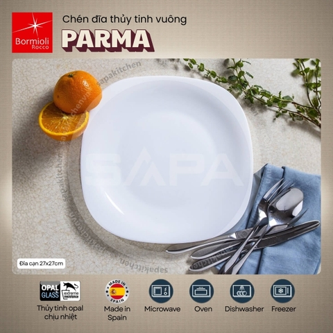 Đĩa thủy tinh vuông lớn Parma 27 cm