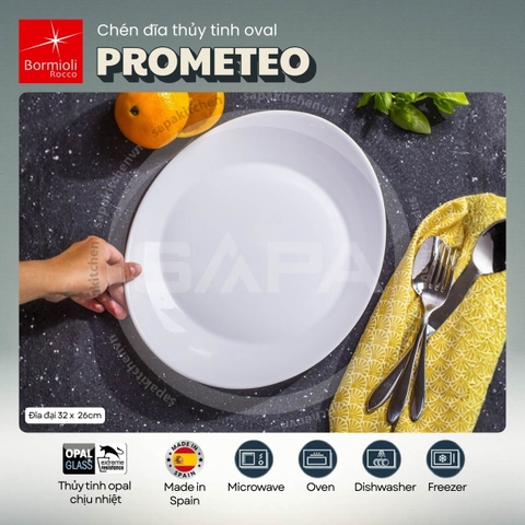 Đĩa thủy tinh oval lớn Prometeo 32 x 26 cm