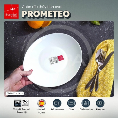 Đĩa thủy tinh oval lớn Prometeo 27 x 24 cm