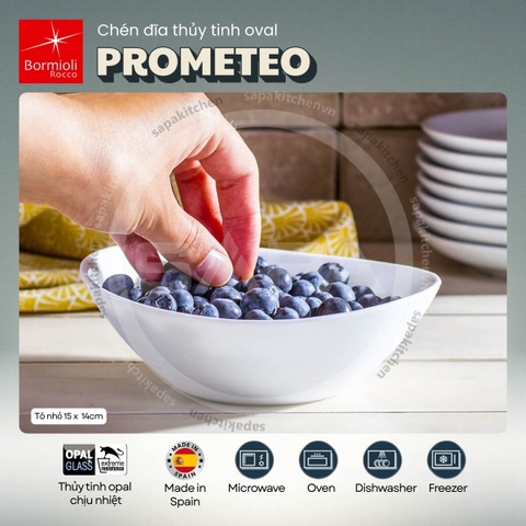 Tô thủy tinh oval nhỏ Prometeo 15 x 14 cm