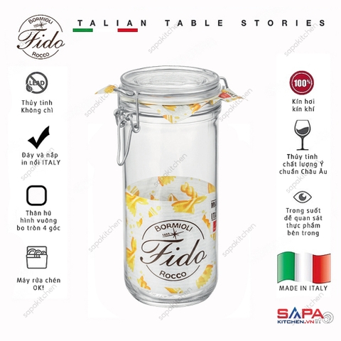 Hũ thủy tinh nắp cài kín hơi thân cao Fido 1000ml