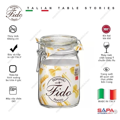 Hũ thủy tinh nắp cài kín hơi Fido 1000ml