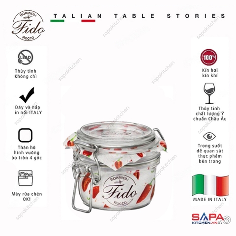 Hũ thủy tinh nắp cài kín hơi Fido 125ml