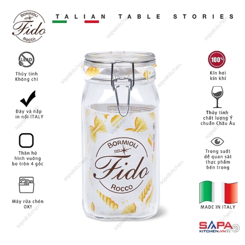 Hũ thủy tinh nắp cài kín hơi Fido 1500ml