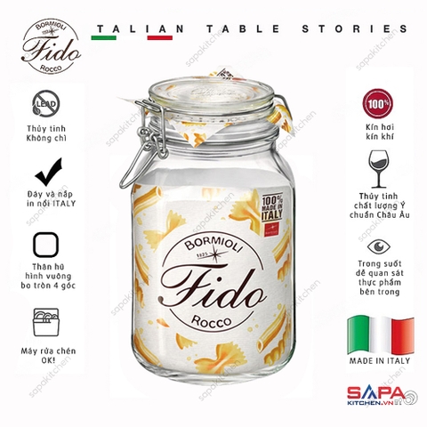 Hũ thủy tinh nắp cài kín hơi Fido 2000ml