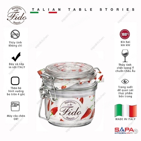 Hũ thủy tinh nắp cài kín hơi Fido 200ml