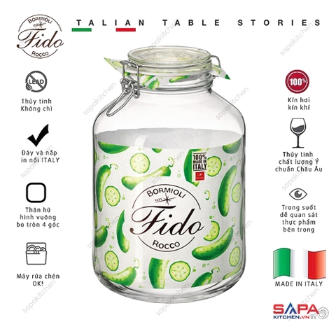 Hũ thủy tinh nắp cài kín hơi Fido 5000ml