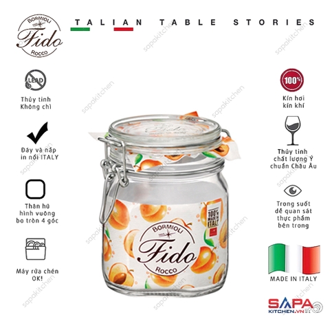 Hũ thủy tinh nắp cài kín hơi Fido 750ml