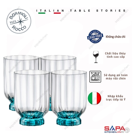 Bộ 4 ly thủy tinh cao cấp Florian DOF 37.5cl màu xanh