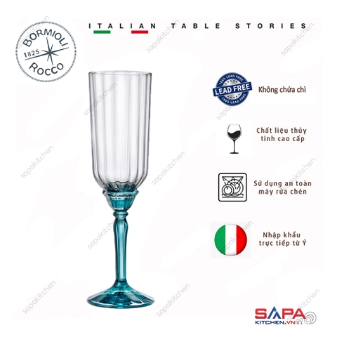 Ly rượu thủy tinh cao cấp Florian Flute 21cl màu xanh