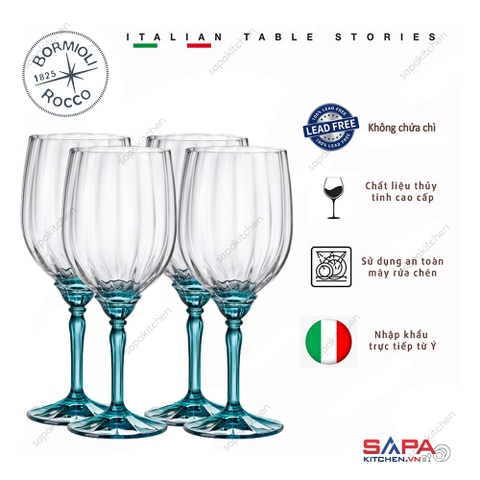 Bộ 4 ly rượu thủy tinh cao cấp Florian 53.5cl màu xanh