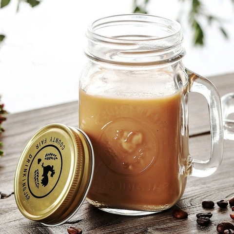 Ly thủy tinh tay cầm nắp vặn 450ml - SAPATA