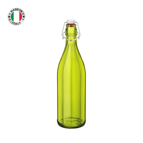 Chai thủy tinh thập giác nắp cài kín hơi Oxford 1L  màu xanh lá