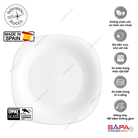 Đĩa thủy tinh vuông nhỏ Parma 20 cm